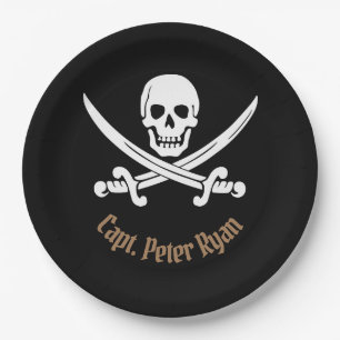 Personalise Cool Pirate Sign Paper Plate