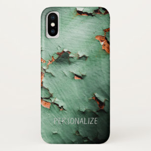 Personalise Cool turquoise brown rusty metal iPhone X Case