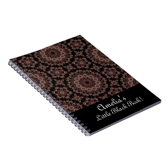 Personalise Copper & Rose Gold Mandala Dot Art Notebook (Right Side)