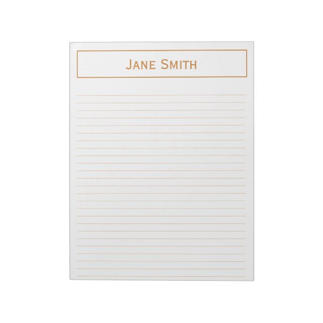 Personalise: Corporate Minimal Bronze and White Notepad (Rotated)