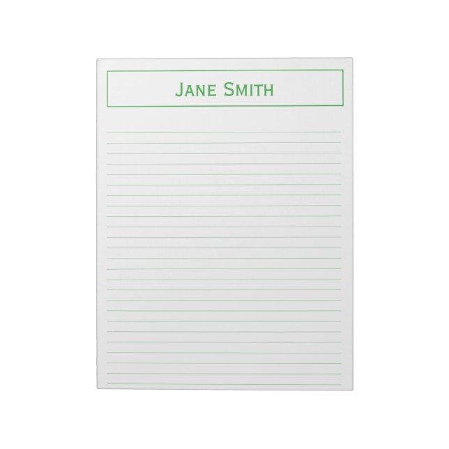 Personalise: Corporate Minimal Green and White Notepad (Rotated)