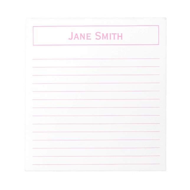 Personalise: Corporate Minimal Pink and White Notepad (Front)