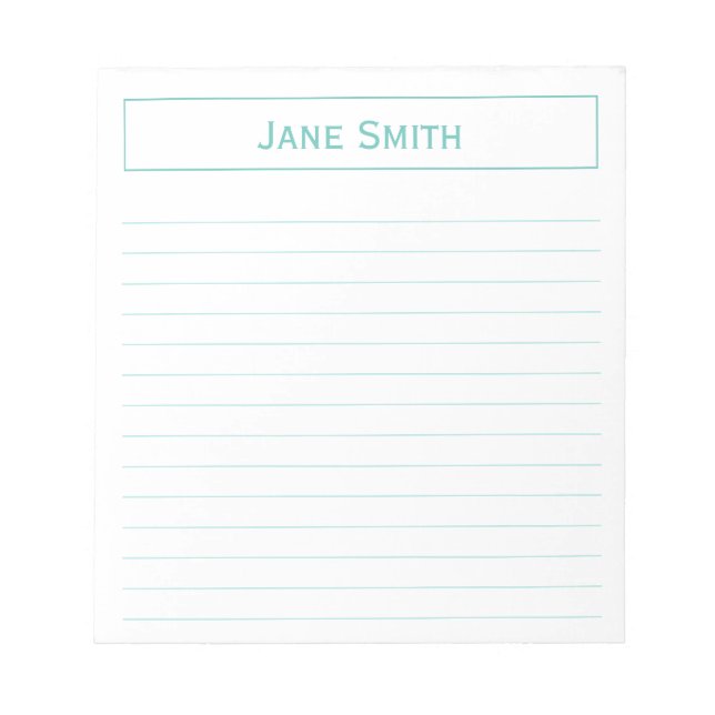 Personalise: Corporate Minimal Teal and White Notepad (Front)