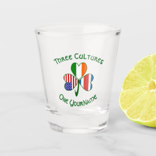 Personalise Costa Rican Ireland USA Shamrock Shot Glass
