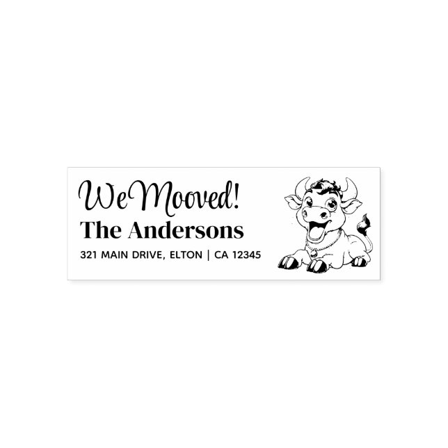 Personalise Cow Return Address  Self-inking Stamp (Design)