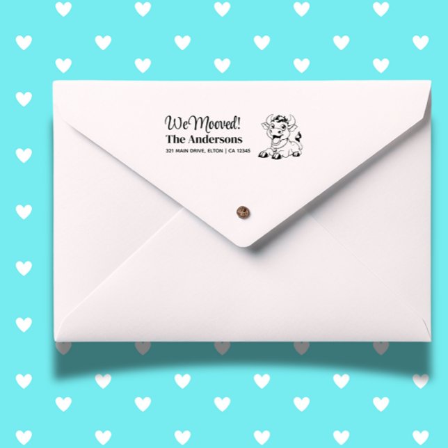 Personalise Cow Return Address  Self-inking Stamp (Customize yours today for easy, personal, and stylish correspondence.)