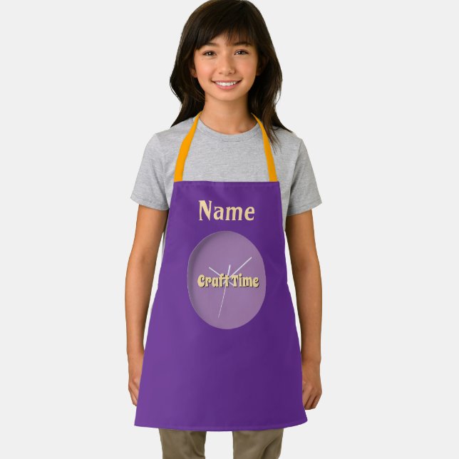 Personalise Craft Time Purple  Apron (Insitu)