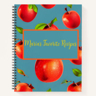 Personalise Crisp Red Apples Pattern  Recipe Notebook