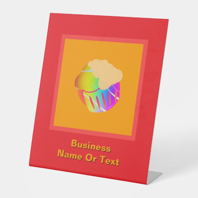 Personalise Cupcake  Pedestal Sign (Front)