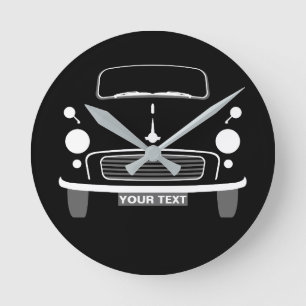 Personalise Custom Black Morris Minor Pop Art Round Clock