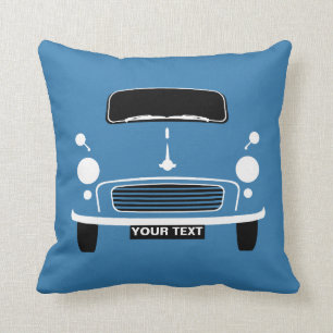 Personalise custom Blue Morris Minor pop art Cushion