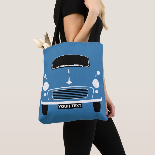 Personalise Custom Blue Morris Minor Pop Art Tote Bag (Close Up)