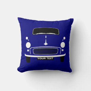Personalise custom Dark Blue Morris Minor pop art Cushion