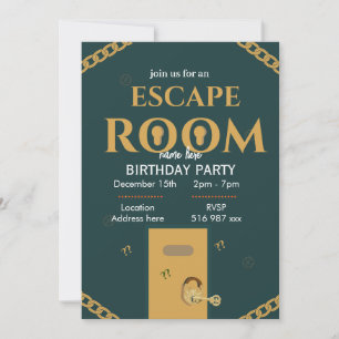 Personalise custom escape room birthday invitation