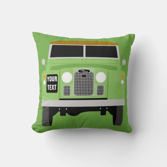 Personalise custom green Land Rover Series 2 Cushion (Front)