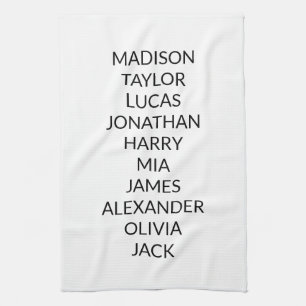 Personalise custom name, family names, mum grandma tea towel