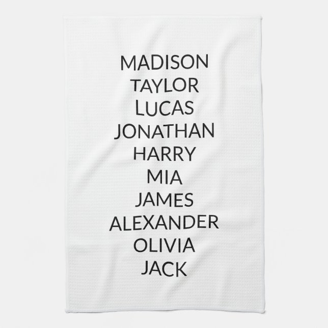 Personalise custom name, family names, mum grandma tea towel (Vertical)