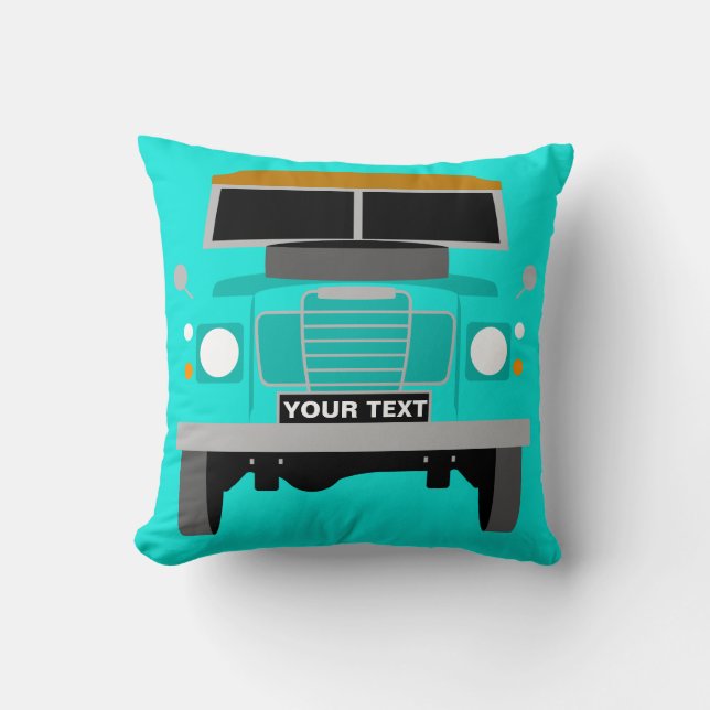Personalise custom turquoise Land Rover Series 3 Cushion (Front)