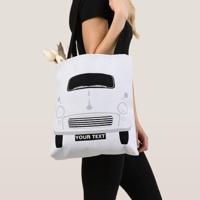 Personalise Custom White Morris Minor Pop Art Tote Bag (Close Up)