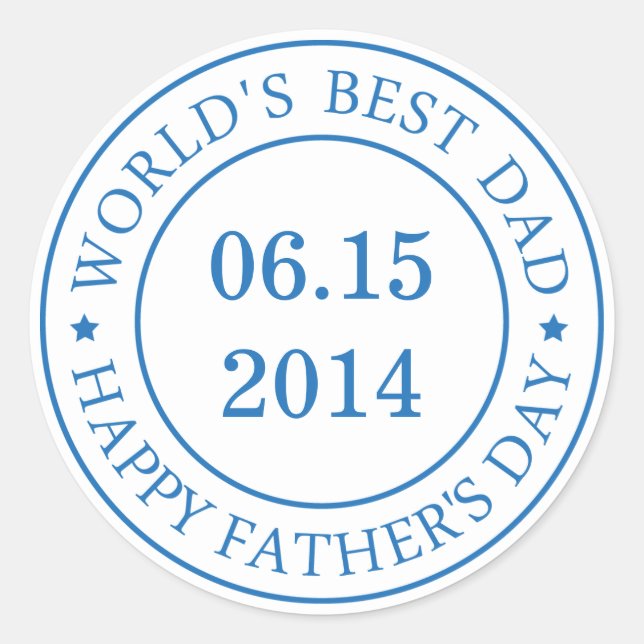 Personalise Customisable date - Happy Father's day Classic Round Sticker (Front)