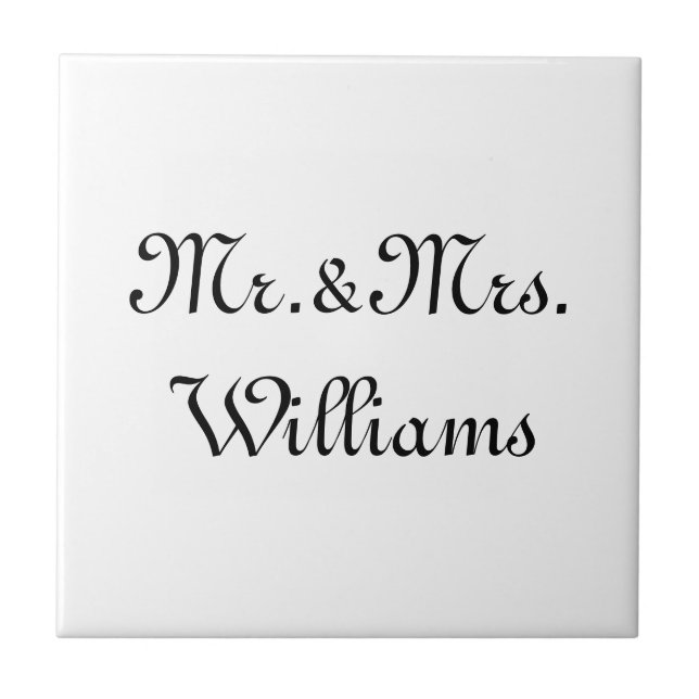 Personalise, Customise last Name Mr. & Mrs. white Ceramic Tile (Front)