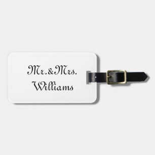 Personalise, Customise last Name Mr. & Mrs. white Luggage Tag