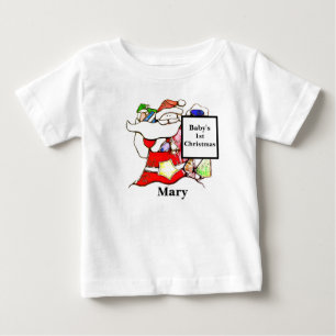 Personalise - Cute Baby's 1st Christmas Santa Baby T-Shirt