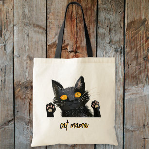 Personalise Cute Black Cat Mama Tote Bag