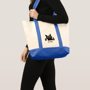 Personalise Cute Black Cat Mama Tote Bag