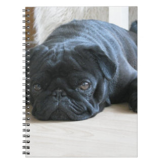 Personalise cute black Pug Puppy accessories name Notebook