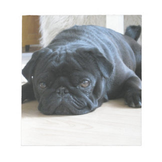 Personalise cute black Pug Puppy accessories name Notepad