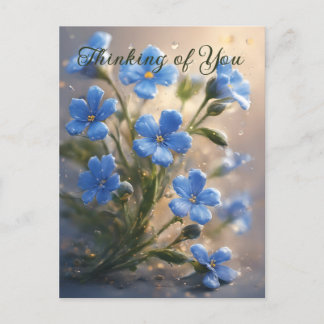 Personalise cute Blue Floral Thinking of You Postcard