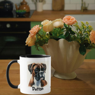 Personalise /Cute Boxer Watercolor Portriat Mug