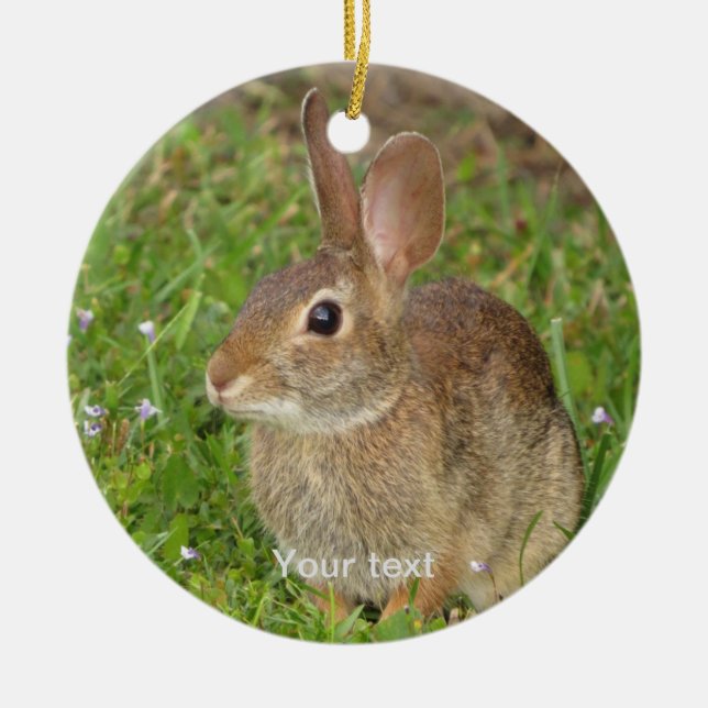 Personalise cute bunny photography ceramic ornament (Front)