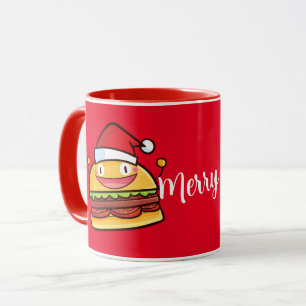 Personalise Cute Christmas Hamburger Coffee Mug