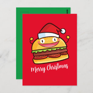 Personalise Cute Christmas Hamburger Postcard