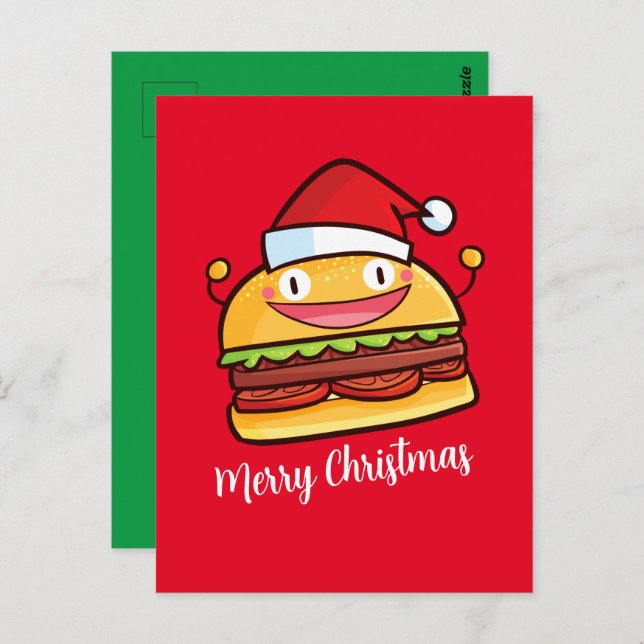 Personalise Cute Christmas Hamburger Postcard (Front/Back)