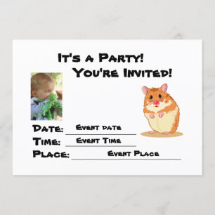 Personalise Cute Cuddly Hamster Party Invitation