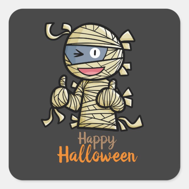 Personalise Cute Happy Mummy Square Sticker (Front)