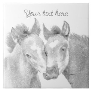 Personalise Cute Horses Ceramic Tile