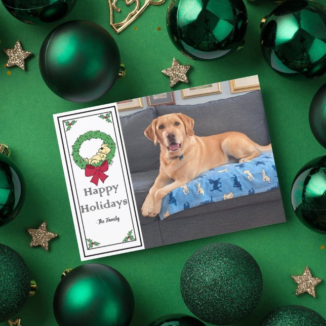 Personalise Cute Lab Puppy Photo Flat Holiday Card (Creator Uploaded)