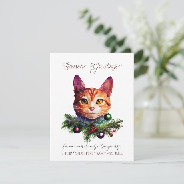 Personalise Cute Orange Cat Christmas (Standing Front)