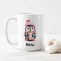 Personalise Cute Pink Penguin Christmas