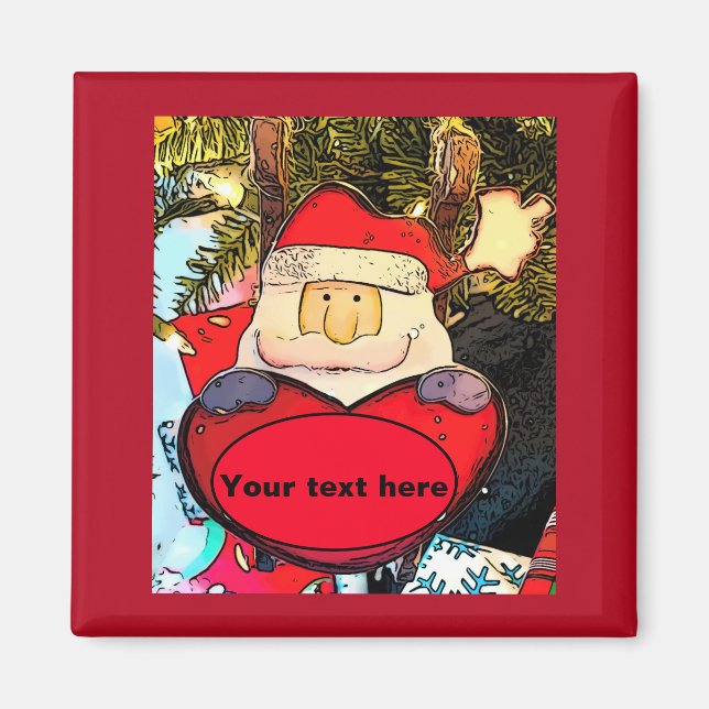 Personalise Cute Santa Magnet (Front)