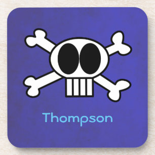 Personalise Cute Skull and Crossbones Coaster