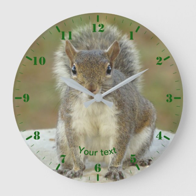 Personalise cute Squirrel face to face Large Clock (Front)