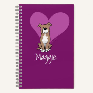 Personalise Cute Staffy Lab Dog Heart Spiral Notebook
