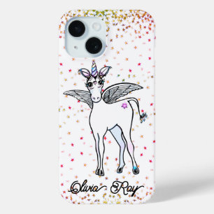 Personalise cute Unicorn glitter  iPhone 15 Case