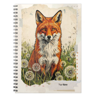 PERSONALISE Cute Vintage Fox Collage Notebook