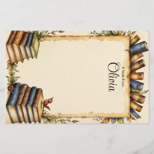 Personalise Cute Whimsical Book Border  Stationery